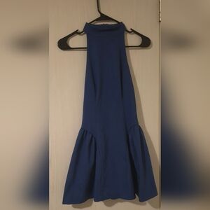 Zara Halter Neck Pleated Mini Dress – Blue – Size XS – NWT